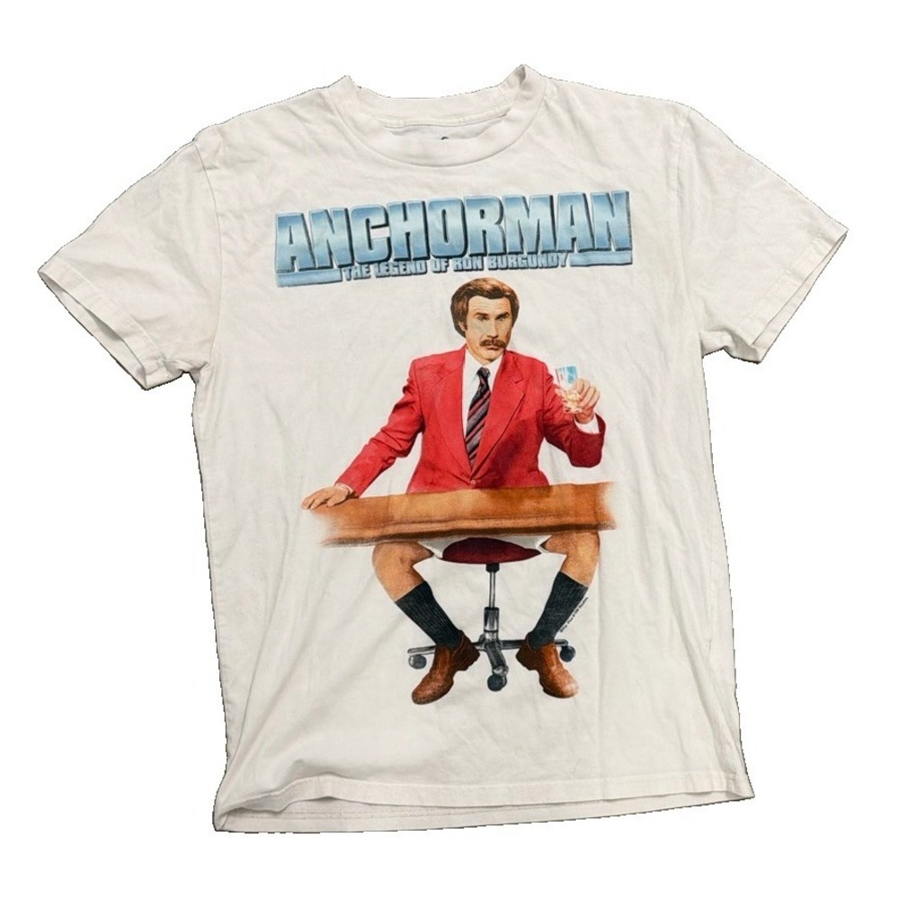 Hollister Anchorman Movie Graphic T Shirt Men's Small White Comedy Film Tee